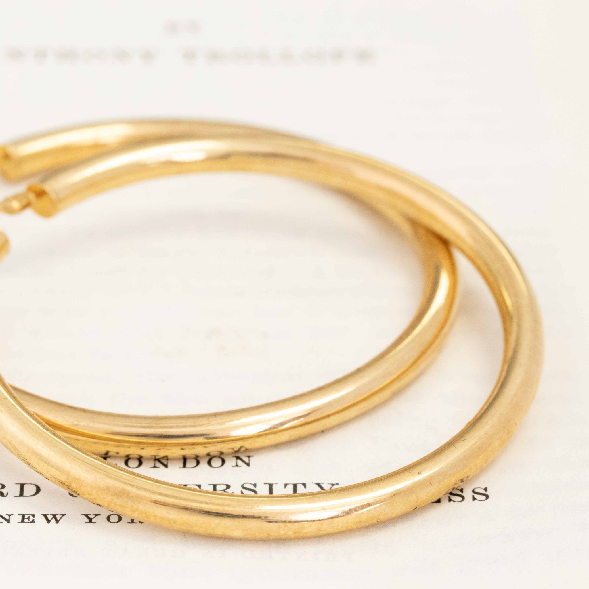 Vintage XL Gold Hoop Earrings, Italian Jewelry 