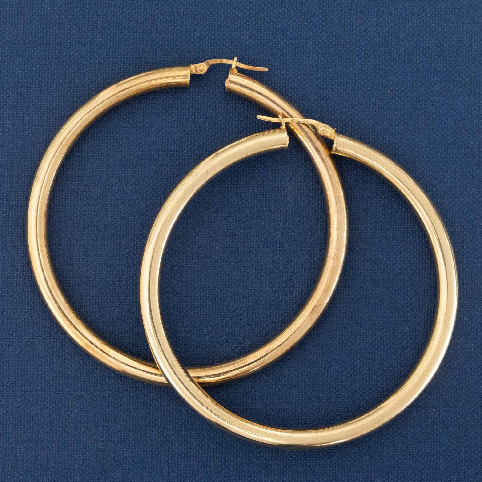 Vintage XL Gold Hoop Earrings, Italian Jewelry 