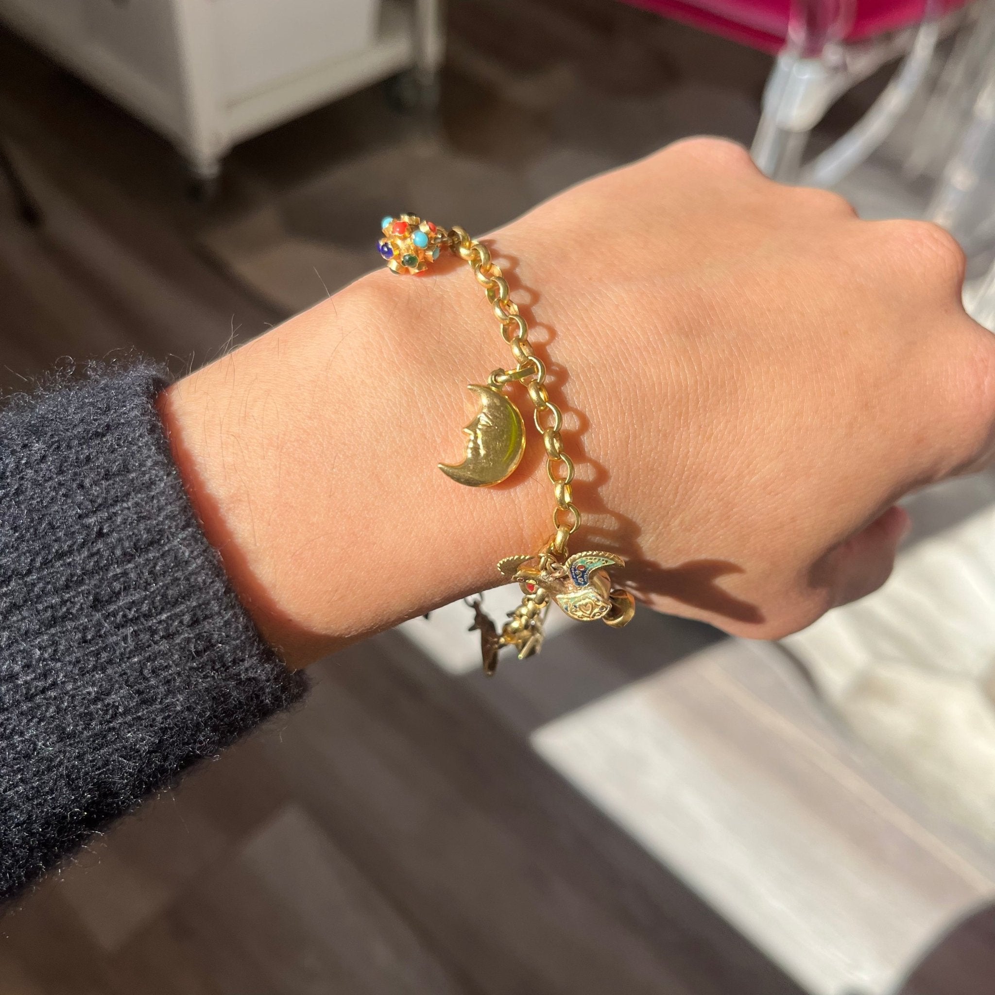 Vintage Yellow Gold Charm Bracelet