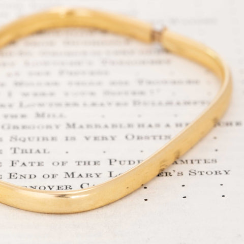 Vintage Yellow Gold Square Bangle, Italian