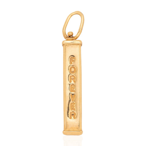 Vintage Italian Yesterday, Today, Tomorrow, Forever pillar pendant in 14kt yellow gold