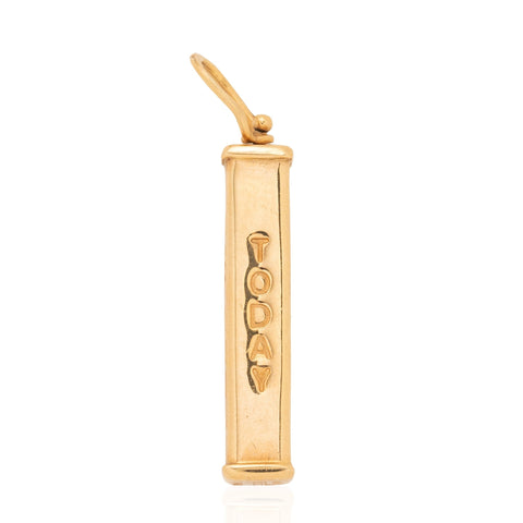 Vintage Italian Yesterday, Today, Tomorrow, Forever pillar pendant in 14kt yellow gold – alternate view 3
