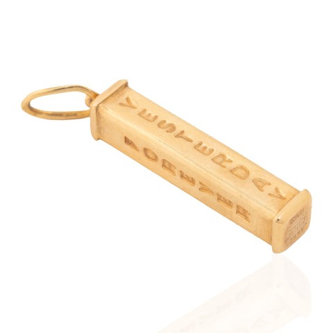 Vintage Italian Yesterday, Today, Tomorrow, Forever pillar pendant in 14kt yellow gold – alternate view 2