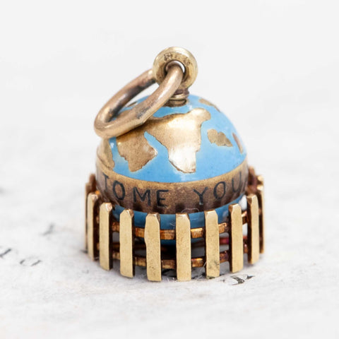 Vintage "You Mean The World to Me" Globe Charm