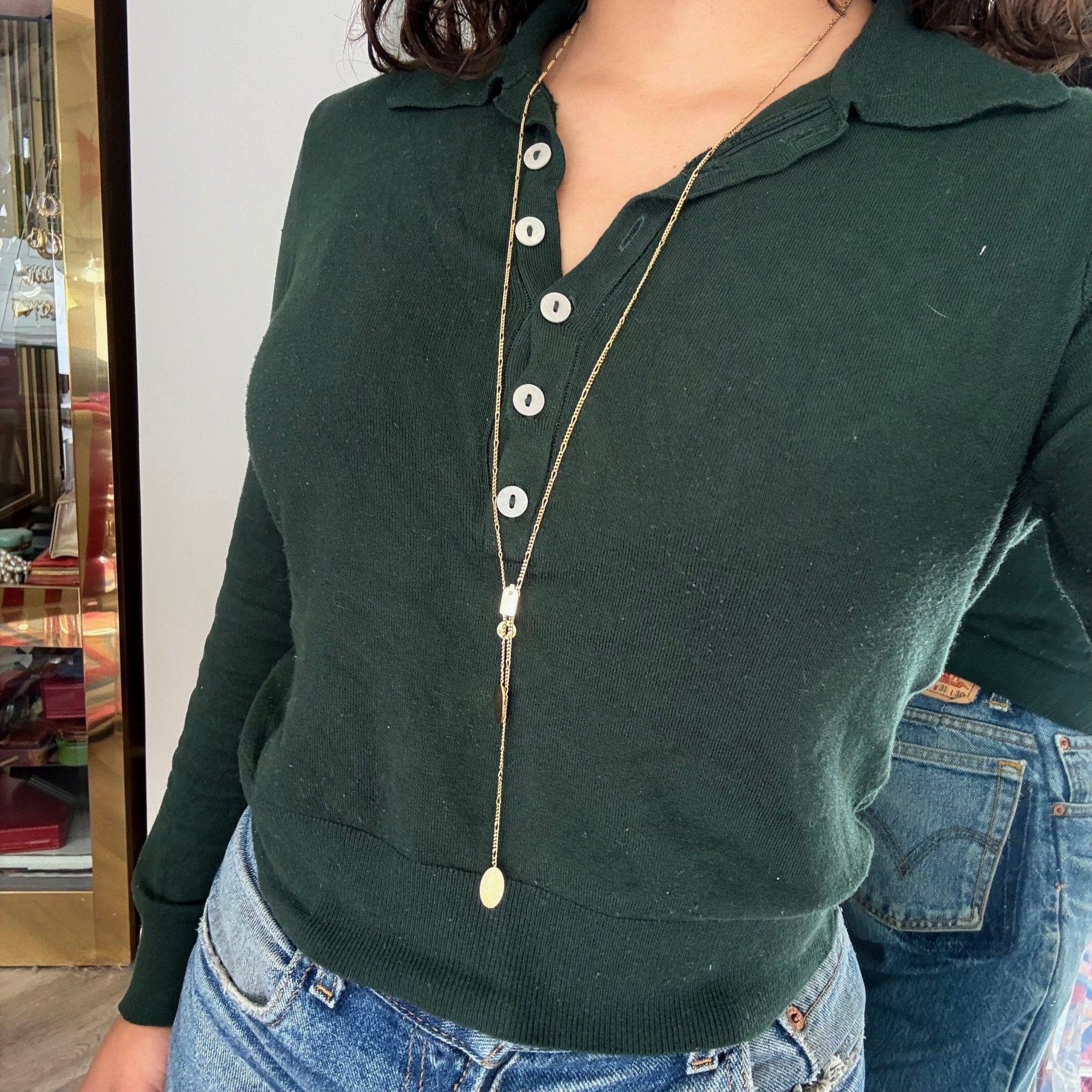 Vintage "Zipper" Long Chain Necklace, Italian