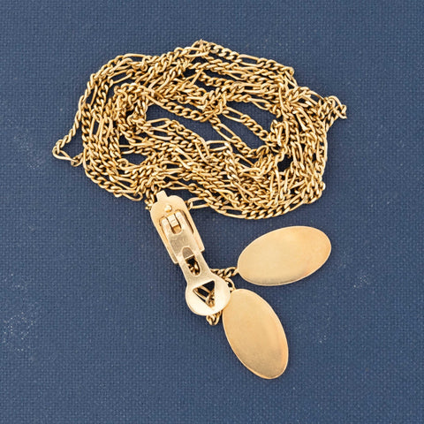Vintage "Zipper" Long Chain Necklace, Italian