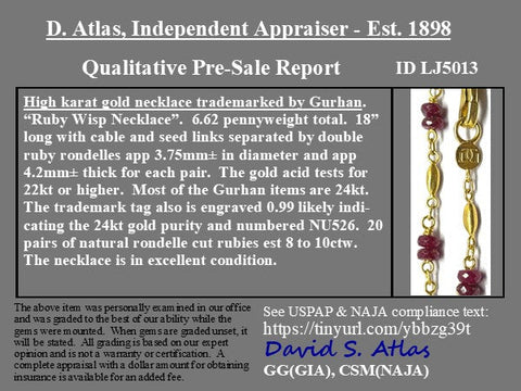 Wisp High Karat Ruby Necklace, by Gurhan