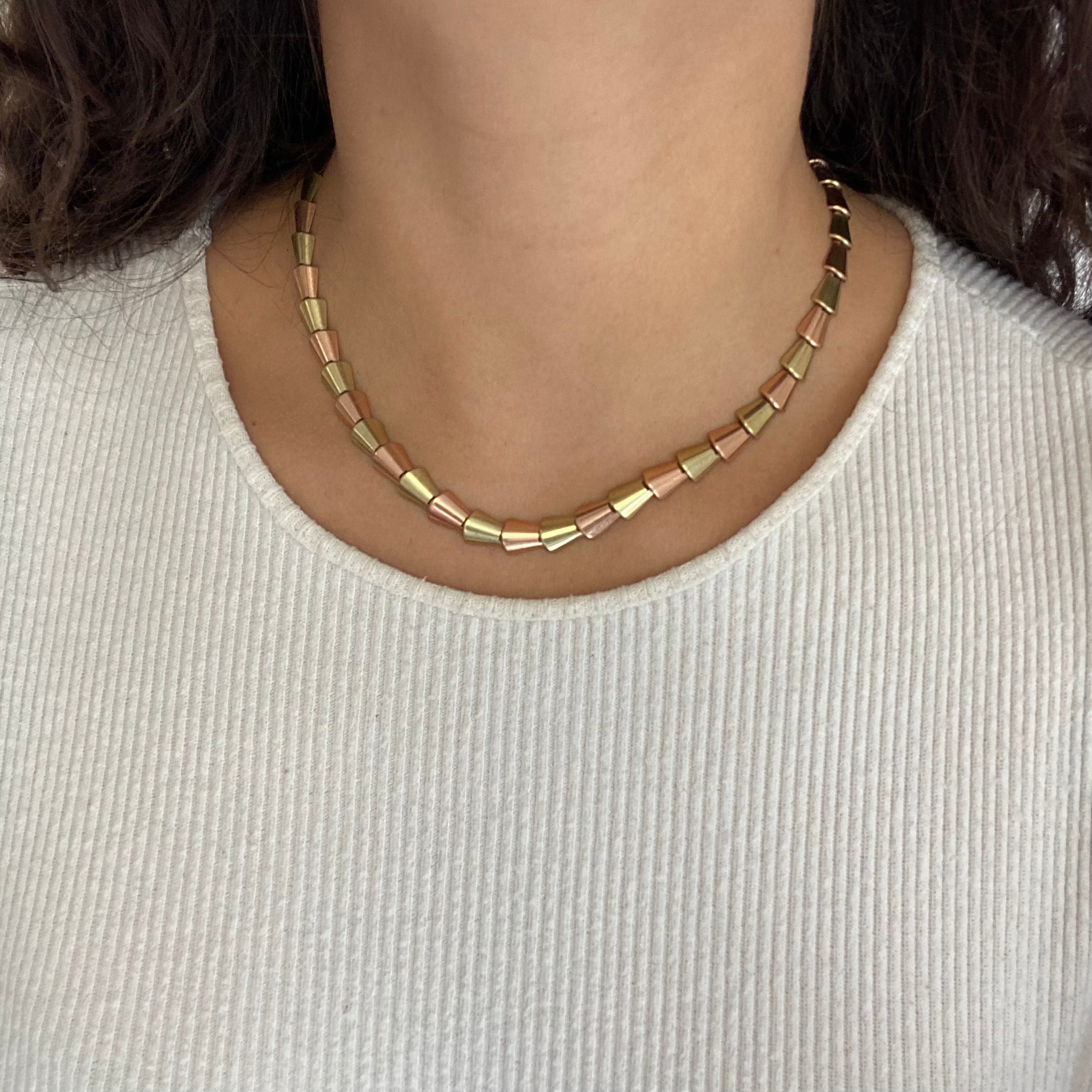 Retro Art Two-Tone Gold Necklace