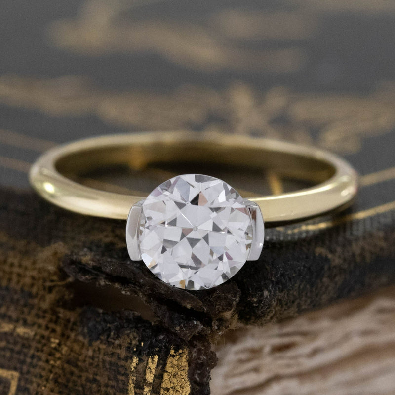 Art Deco Platinum 2.10 Carat Old European Cut Diamond Solitaire Ring (587T)  | The Antique Jewellery Company