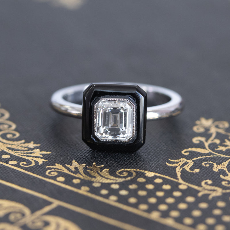 Vintage Style Ring for Women - Black Onyx Ring with Diamond Halo (6X8 MM),  14K White Gold, US 8.00 - Walmart.com