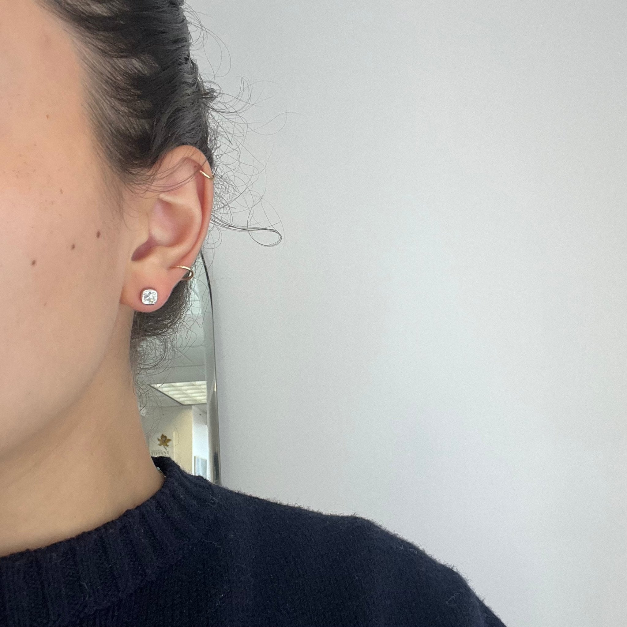 1.08ctw Old Mine Cut Diamond Stud Earrings