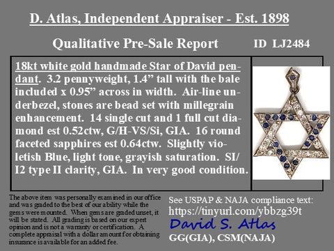 1.16ctw Vintage Star of David Pendant / Charm