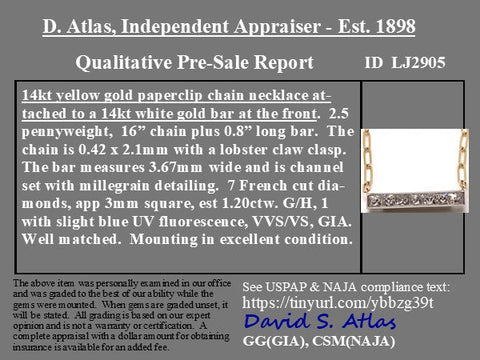 1.20ctw French Cut Diamond Bezel Bar Pendant