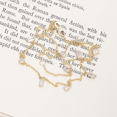 1.33ctw Baguette Cut Diamond Scatter Necklace