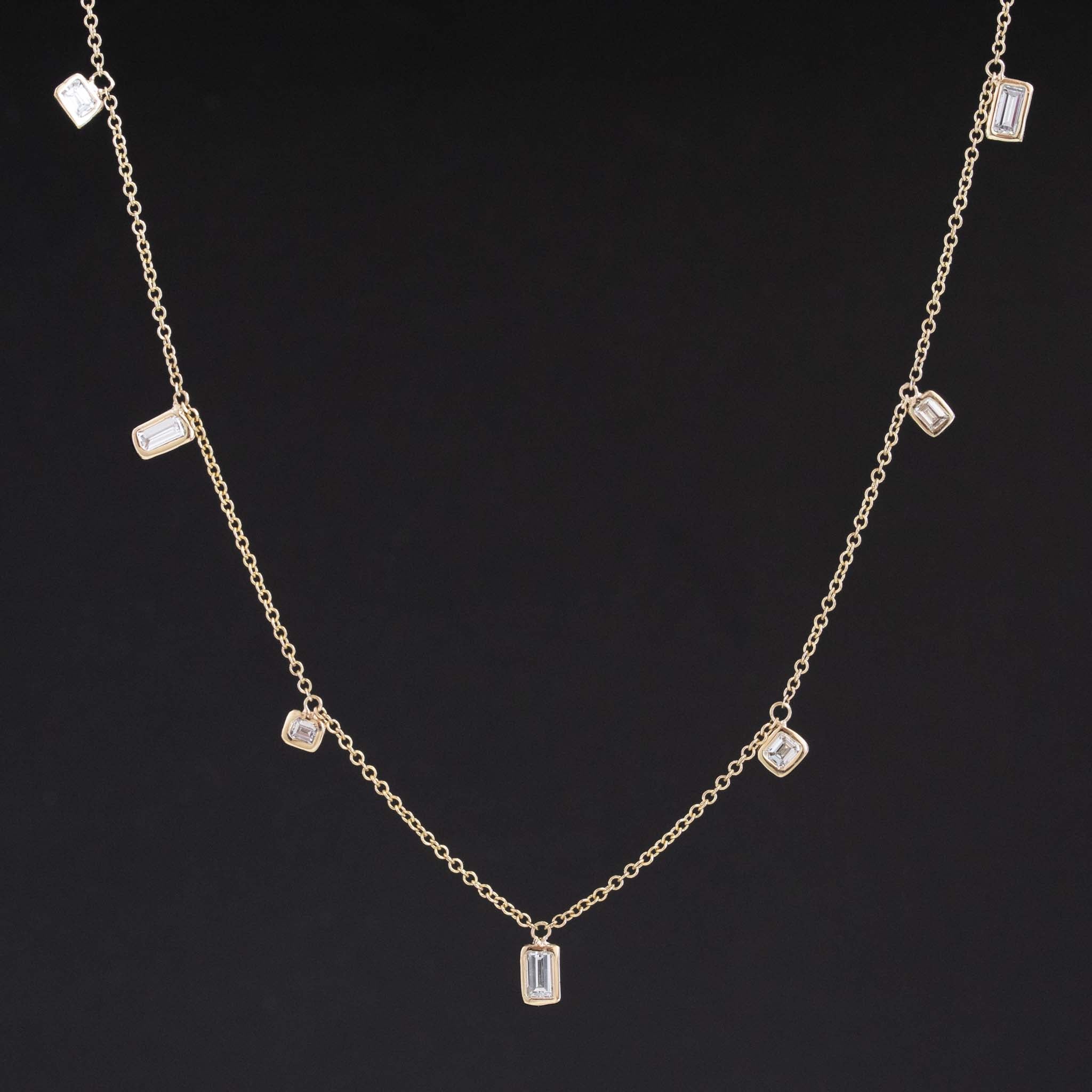 1.33ctw Baguette Cut Diamond Scatter Necklace