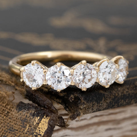 1.34ctw Old European Cut Diamond 5-Stone Band