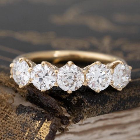 1.34ctw Old European Cut Diamond 5-Stone Band