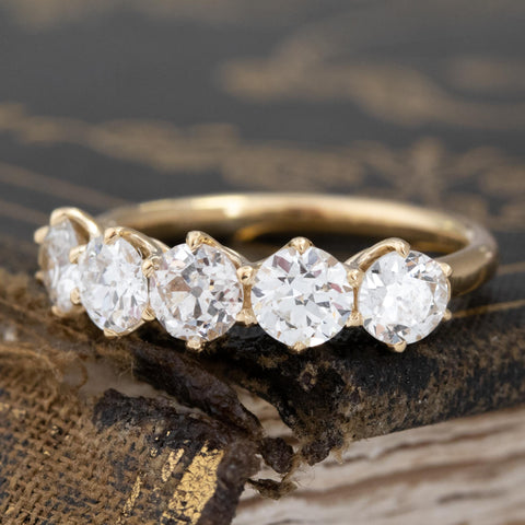 1.34ctw Old European Cut Diamond 5-Stone Band