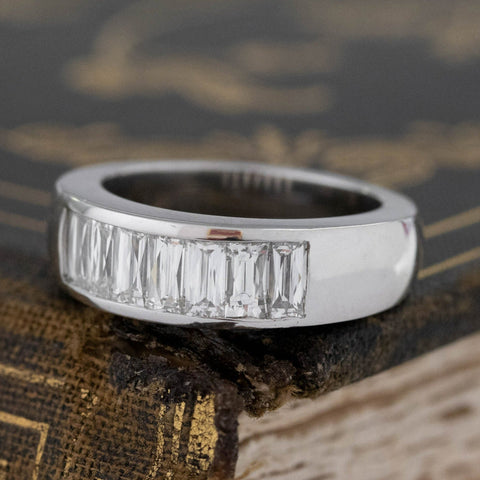1.38ctw French Baguette Cut Diamond 7-Stone Band
