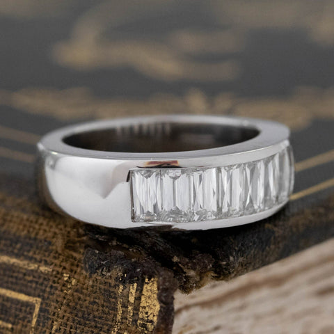 1.38ctw French Baguette Cut Diamond 7-Stone Band