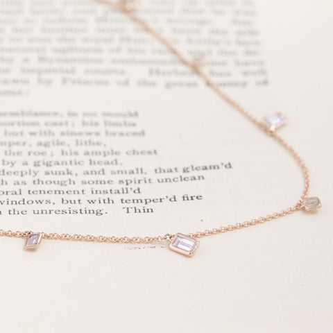 1.48ctw Baguette Cut Diamond Scatter Necklace