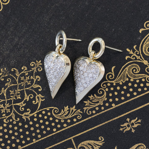 1.50ctw Vintage Diamond Pave  Heart Earrings