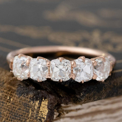 1.61ctw Old Mine Cut Diamond 5-Stone Band