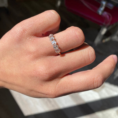 1.61ctw Old Mine Cut Diamond 5-Stone Band