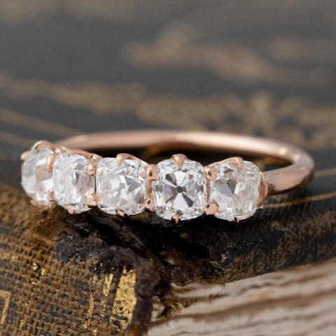 1.61ctw Old Mine Cut Diamond 5-Stone Band