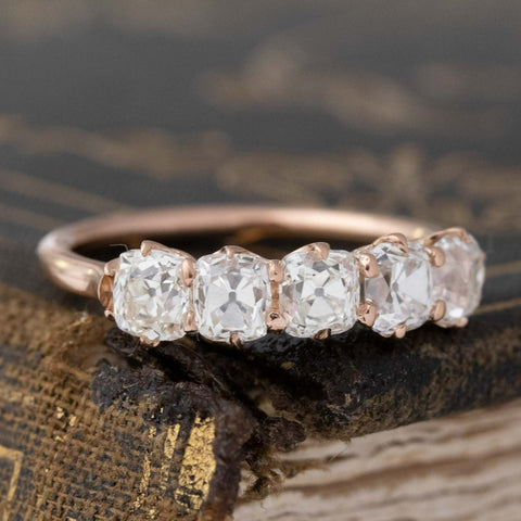 1.61ctw Old Mine Cut Diamond 5-Stone Band