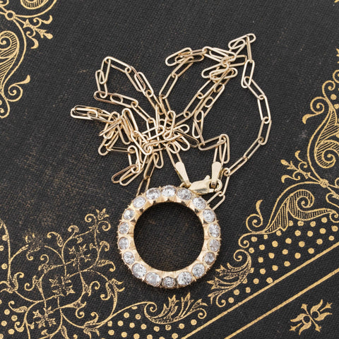 1.67ctw Old Mine Cut Diamond Circle Pendant