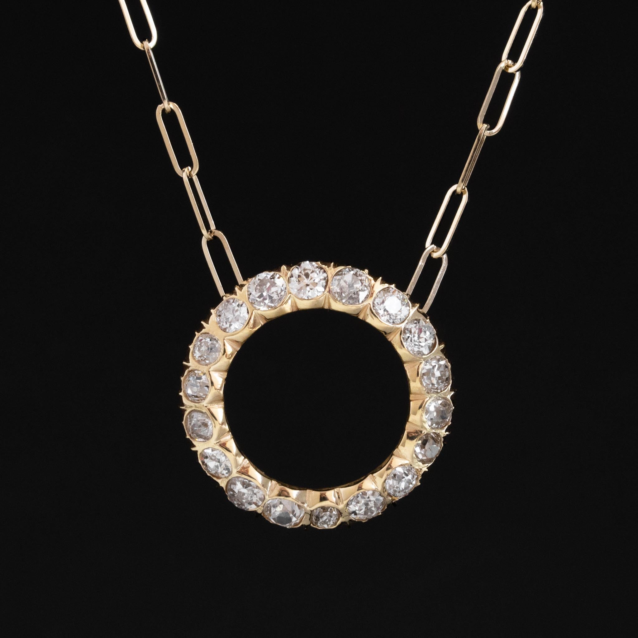 1.67ctw Old Mine Cut Diamond Circle Pendant