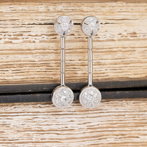 1.75ctw Vintage Diamond Cluster Drop Earrings