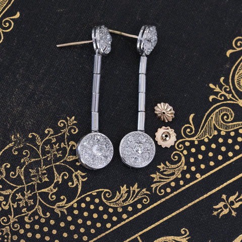 1.75ctw Vintage Diamond Cluster Drop Earrings