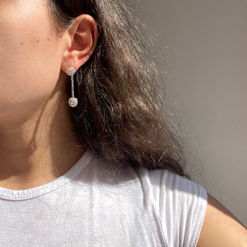 1.75ctw Vintage Diamond Cluster Drop Earrings