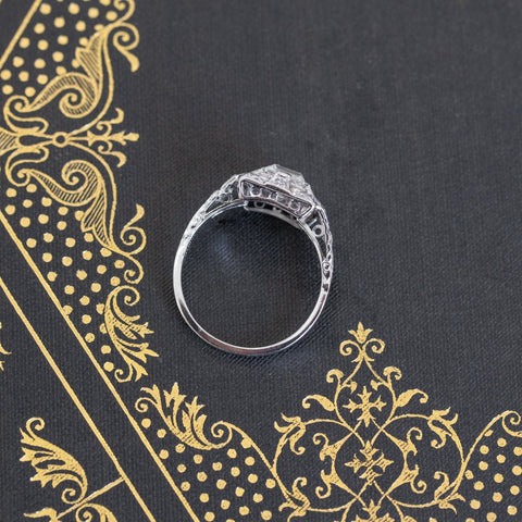 1.81ctw Art Deco French Cut Halo Ring, GIA H VS2