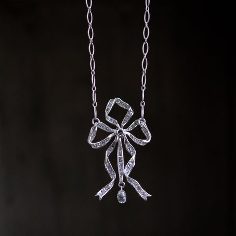 1.98ctw Edwardian Fancy Pave Bow Necklace