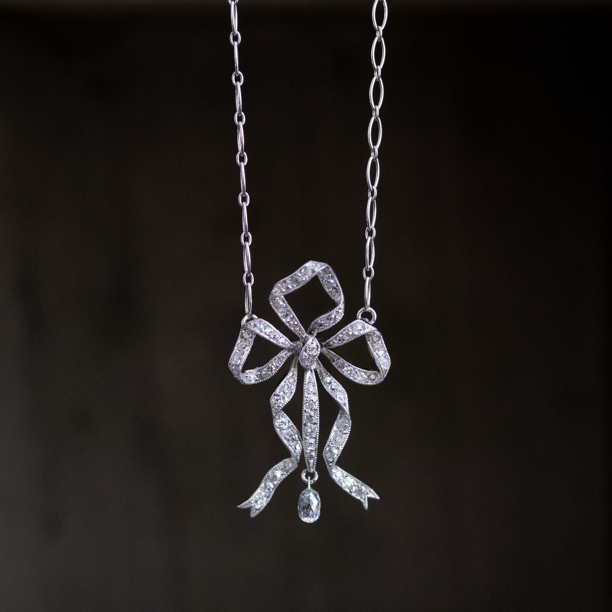 1.98ctw Edwardian Fancy Pave Bow Necklace