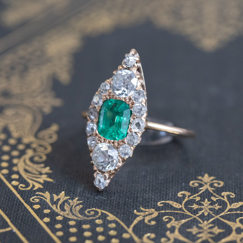 Emerald Engagement Ring with Criss Cut Diamonds 1.24 Ct GIA – Vintage  Diamond Ring