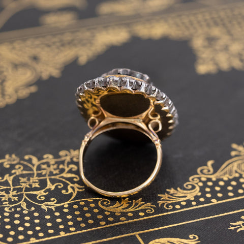 2.04ctw Georgian Memorial Diamond and Enamel Ring