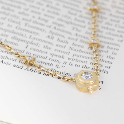 2.35ctw Vintage Old European Cut Diamond Bezel Necklace, Italian