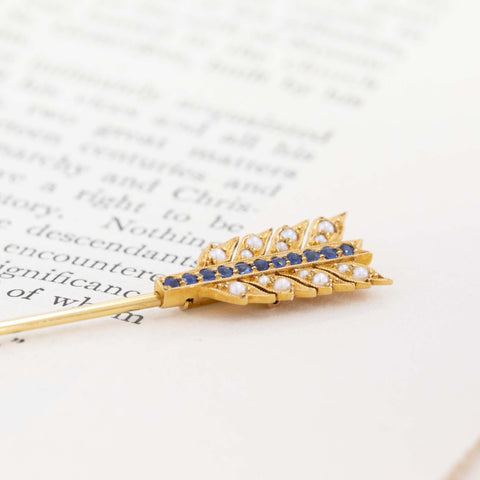 .25ctw Sapphire & Pearl Jabot Pin