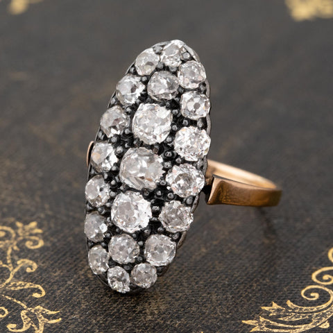 2.80ctw Antique Old Mine Diamond Navette Ring