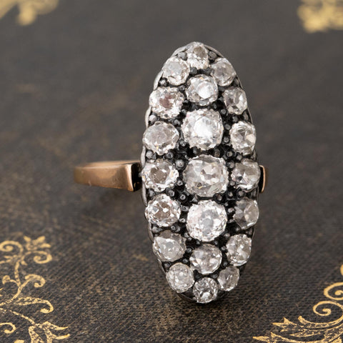 2.80ctw Antique Old Mine Diamond Navette Ring