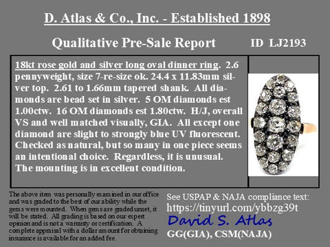 2.80ctw Antique Old Mine Diamond Navette Ring