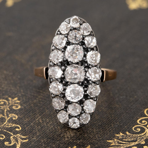 2.80ctw Antique Old Mine Diamond Navette Ring