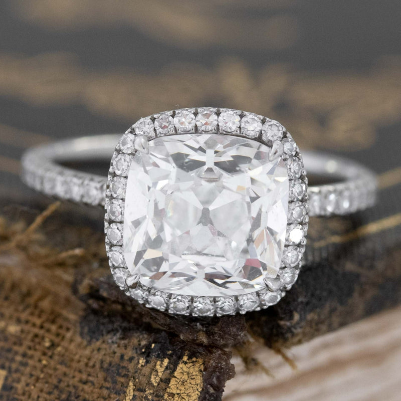 Princess-Cut Floating Halo Diamond Engagement Ring 18k White Gold –  Parasmani Jewellary
