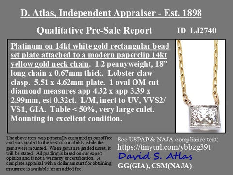 .32ct Antique Oval Mine Cut Diamond Conversion Pendant