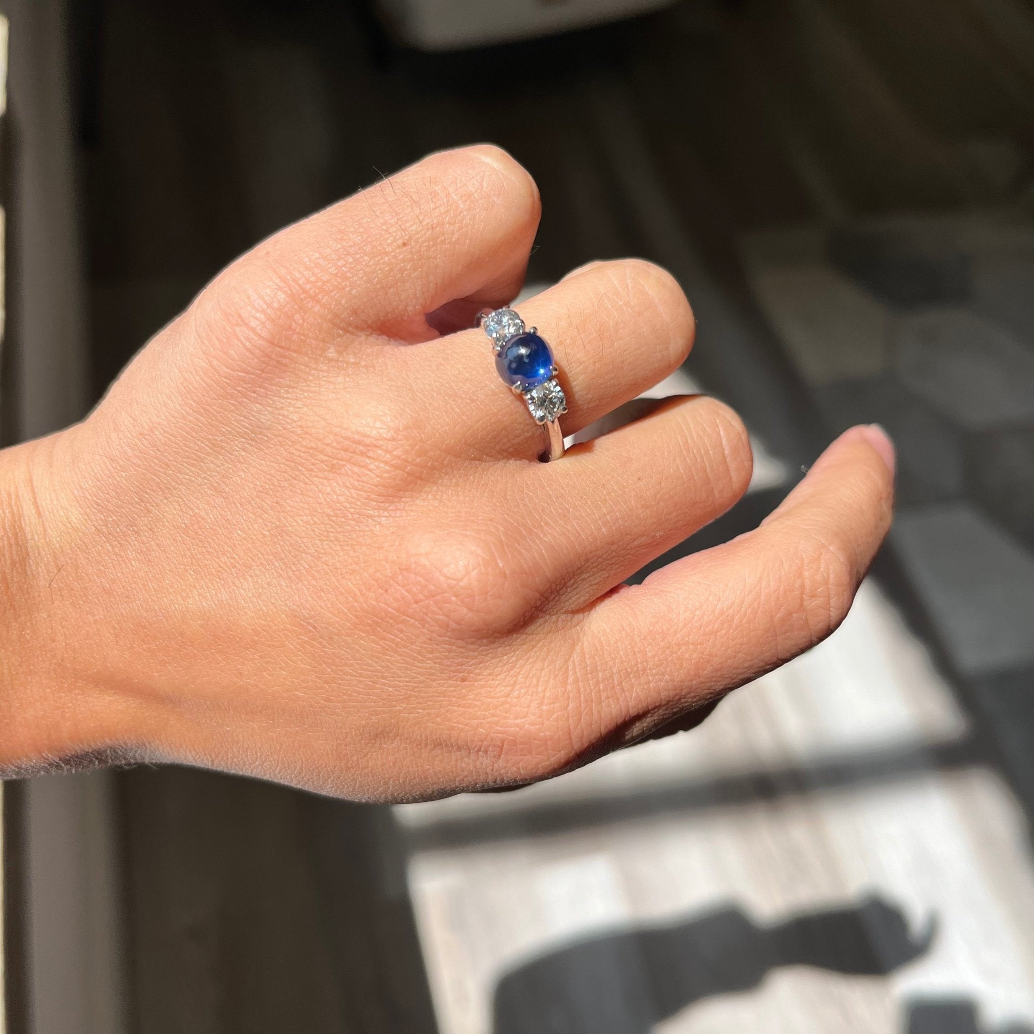 3.55ctw Vintage Sapphire & Diamond Trilogy Ring, by Tiffany & Co.