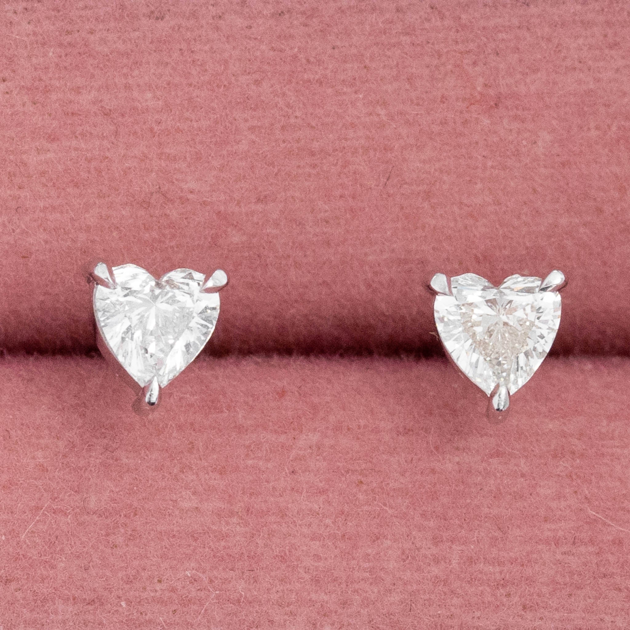 .43ctw Heart Cut Diamond Stud Earrings White Gold